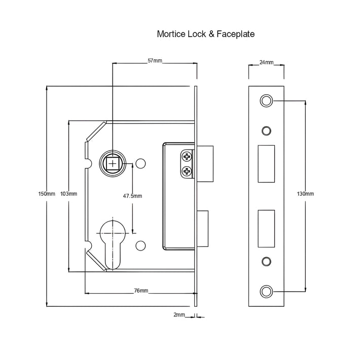 Mortice Lock TradCo Milton Lever Long Backplate Entrance Set with High Security Lock Antique Brass 0786KENTREURO57KK - The Blue Space
