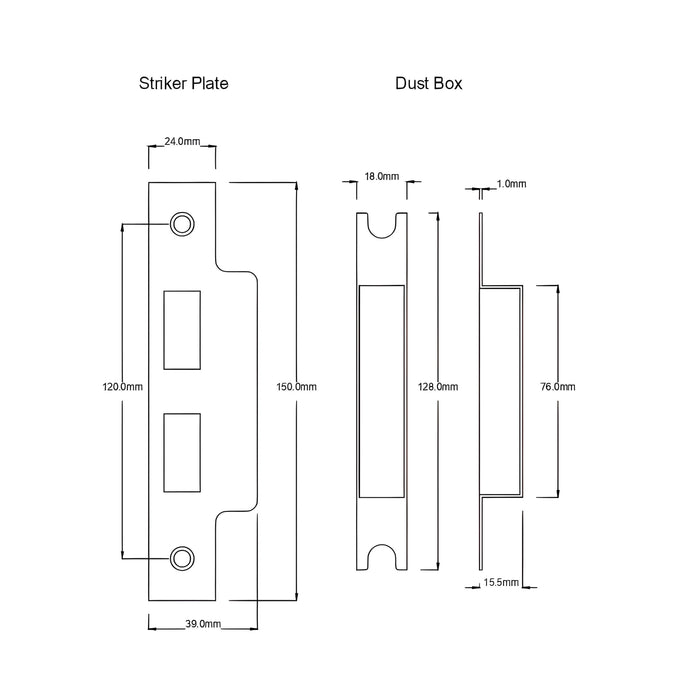 Striker Plate TradCo Milton Lever Long Backplate Entrance Set with High Security Lock Antique Brass 0786KENTREURO57KK - The Blue Space