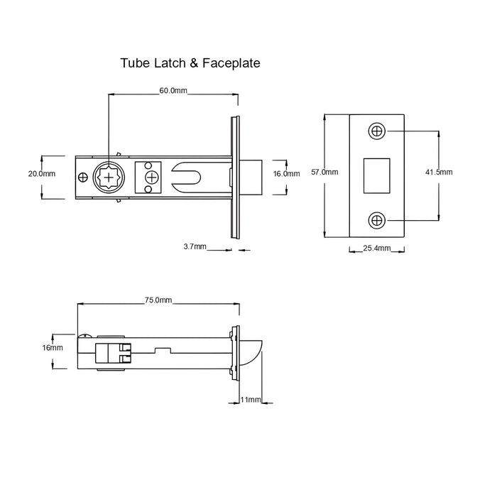Tube Latch TradCo Reims Lever Long Backplate Privacy Set Matte Black 9620KPRIV60 - The Blue Space