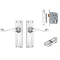 TradCo Victorian Lever Long Backplate Entrance Set with High Security Lock Chrome Plated 0907KENTREURO57KK - The Blue Space