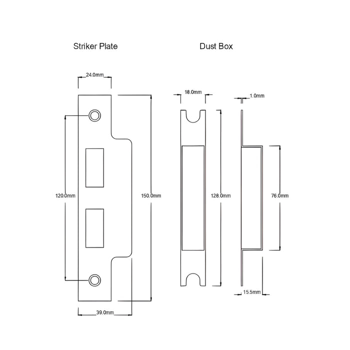 Striker Plate TradCo Victorian Lever Long Backplate Entrance Set with High Security Lock Chrome Plated 0907KENTREURO57KK - The Blue Space