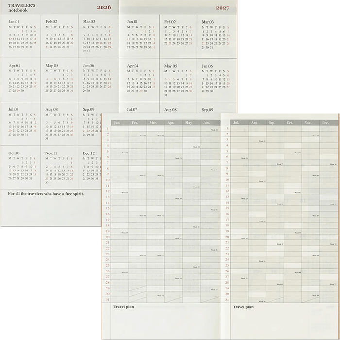 Traveler's Notebook - 2026 Monthly (Regular Size) - Pen Boutique Ltd