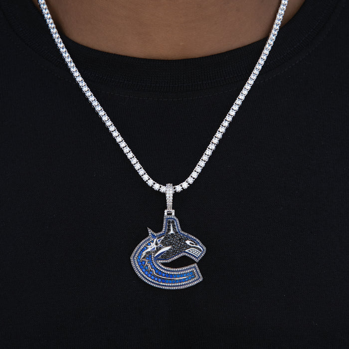 Vancouver Canucks Official NHL Logo Pendant in White Gold