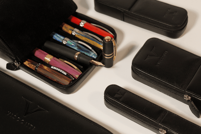 Visconti Classic Leather Twelve Pen Case - Black - Pen Boutique Ltd