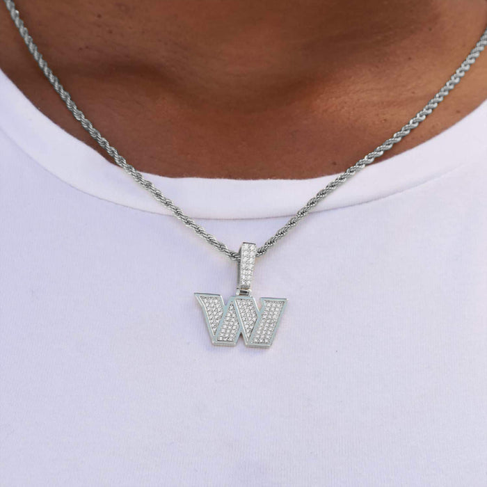 Washington Commanders Official NFL Micro Logo Pendant in White Gold