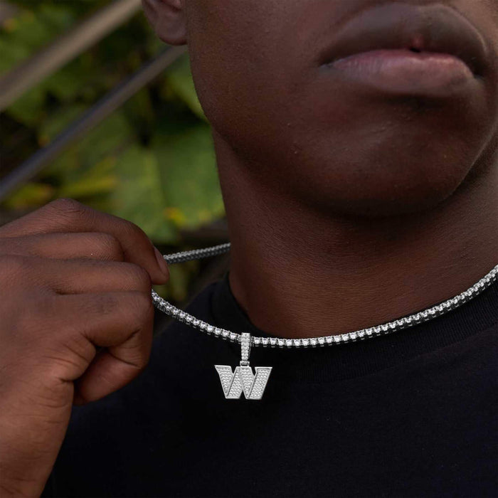 Washington Commanders Official NFL Micro Logo Pendant in White Gold