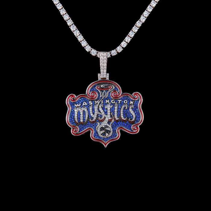 Washington Mystics Official WNBA Logo Pendant in White Gold