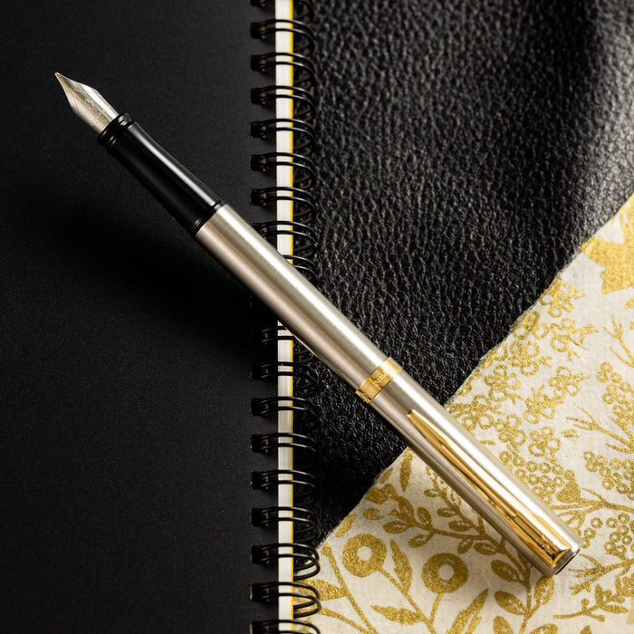 Waterman Impression Fountain Pen - Stainless Steel - Gold Trim - Pen Boutique Ltd