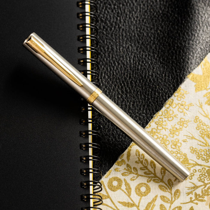 Waterman Impression Fountain Pen - Stainless Steel - Gold Trim - Pen Boutique Ltd