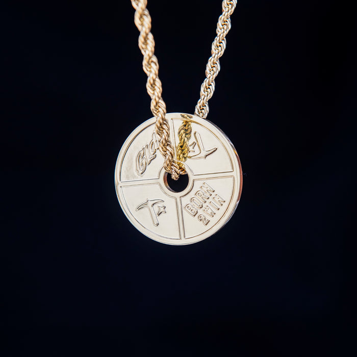 Weight Plate Pendant in Yellow Gold