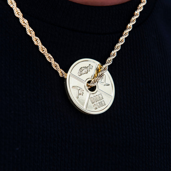 Weight Plate Pendant in Yellow Gold