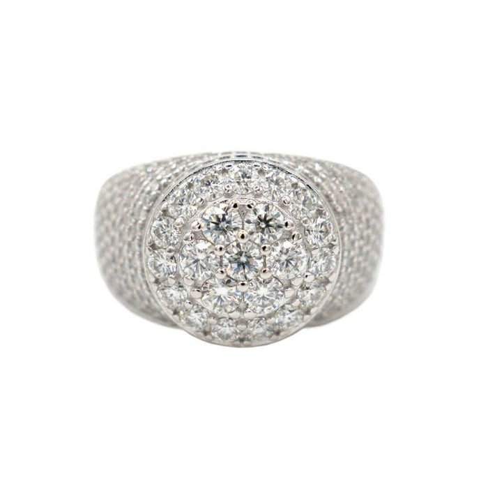Women's Moissanite Diamond Cluster Ring in White Gold Vermeil