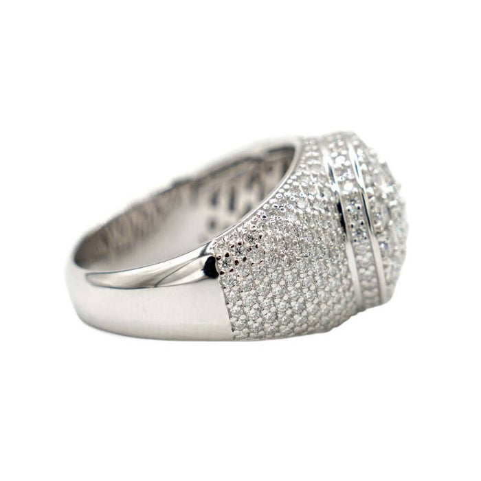 Women's Moissanite Diamond Cluster Ring in White Gold Vermeil