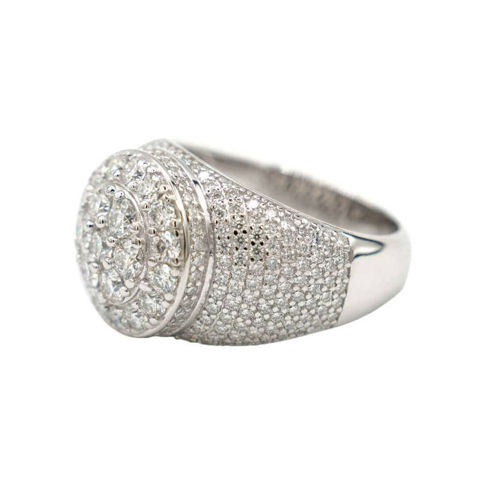 Women's Moissanite Diamond Cluster Ring in White Gold Vermeil