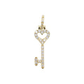 Women's Moissanite Diamond Heart Key Pendant in Yellow Gold Vermeil