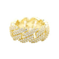Women's Moissanite Diamond Prong Cuban Ring in Yellow Gold Vermeil