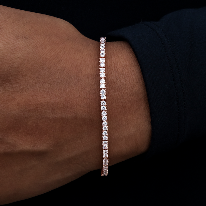 Women's Moissanite Diamond Tennis Bracelet in Rose Gold Vermeil - 2mm