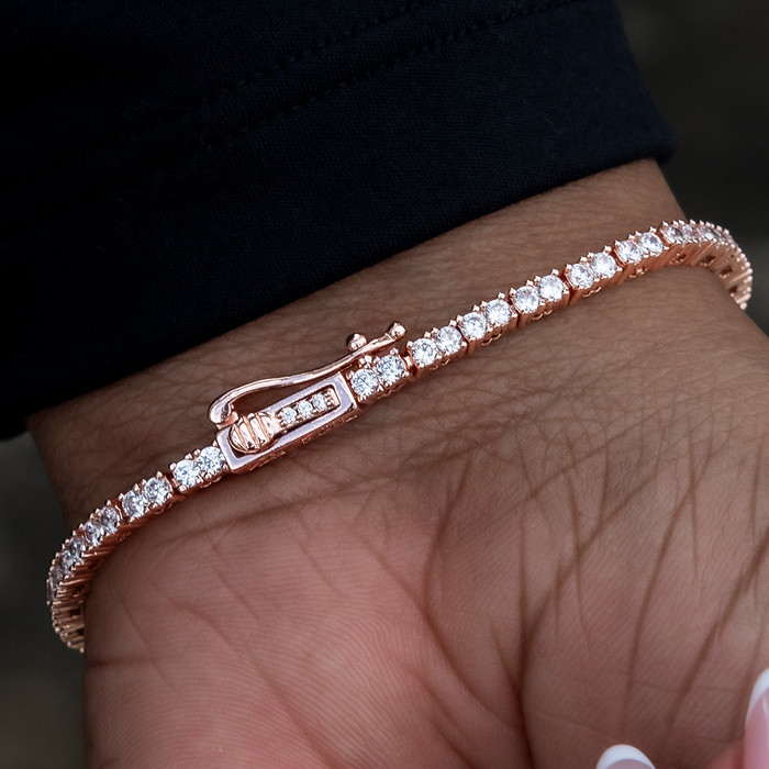 Women's Moissanite Diamond Tennis Bracelet in Rose Gold Vermeil - 2mm