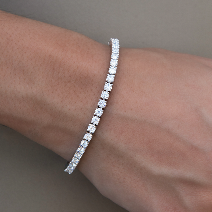 Women's Moissanite Diamond Tennis Bracelet in White Gold Vermeil- 3mm