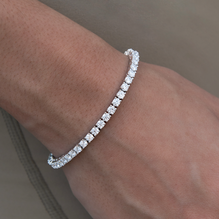 Women's Moissanite Diamond Tennis Bracelet in White Gold Vermeil- 3mm