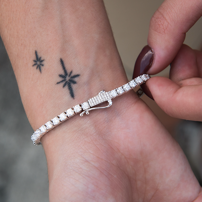 Women's Moissanite Diamond Tennis Bracelet in White Gold Vermeil- 3mm