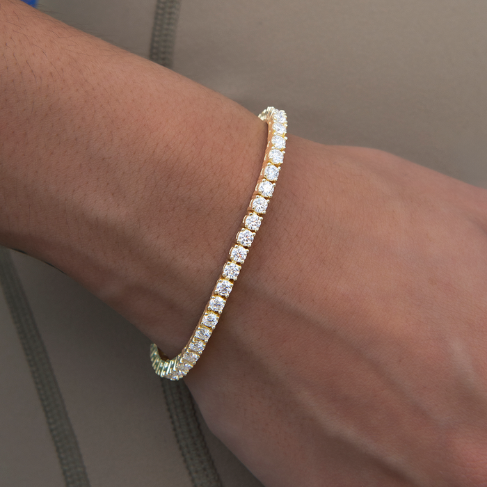Women's Moissanite Diamond Tennis Bracelet in Yellow Gold Vermeil- 3mm