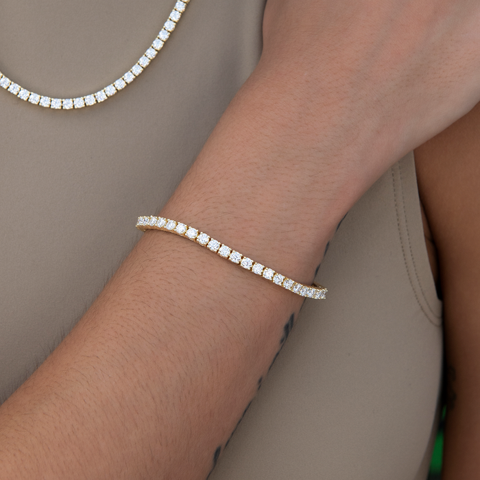 Women's Moissanite Diamond Tennis Bracelet in Yellow Gold Vermeil- 3mm