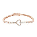 Women's Moissanite Heart Tennis Bracelet in Rose Gold Vermeil - 3mm