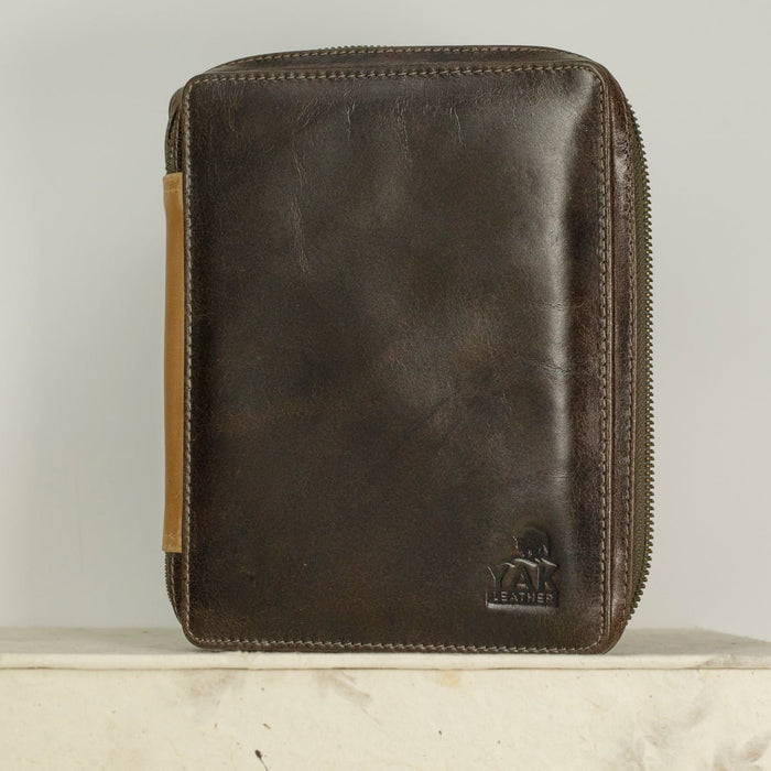 Yak Leather 12 Pen Zipped Case - Crazy Horse - Pen Boutique Ltd