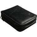 Yak Leather 26 Double Sided Zipped Pen Holder - Black - Pen Boutique Ltd