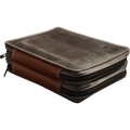 Yak Leather 26 Double Sided Zipped Pen Holder - Nimbus/Tan - Pen Boutique Ltd
