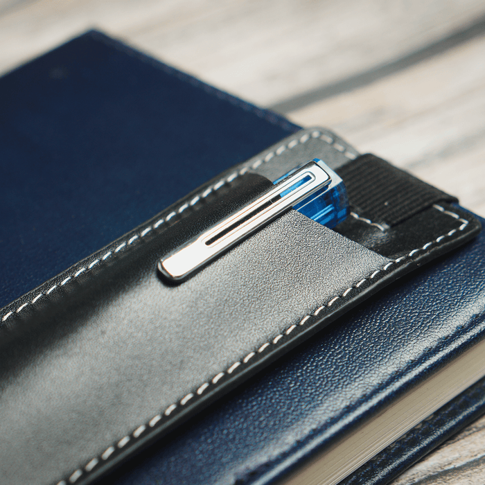 Yak Leather Elastic Pen Holder Single Pen Sleeve - Black - Pen Boutique Ltd