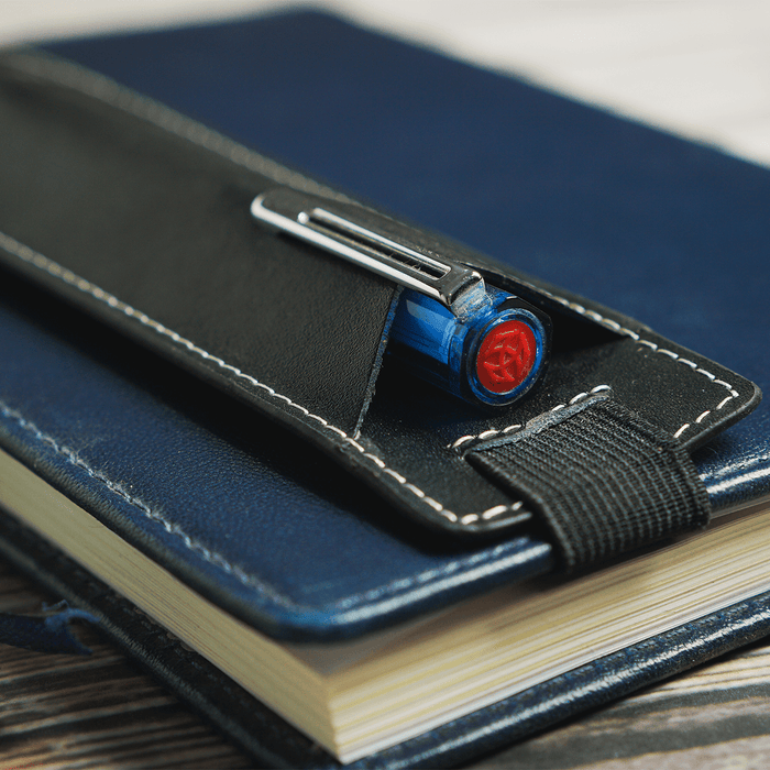 Yak Leather Elastic Pen Holder Single Pen Sleeve - Black - Pen Boutique Ltd
