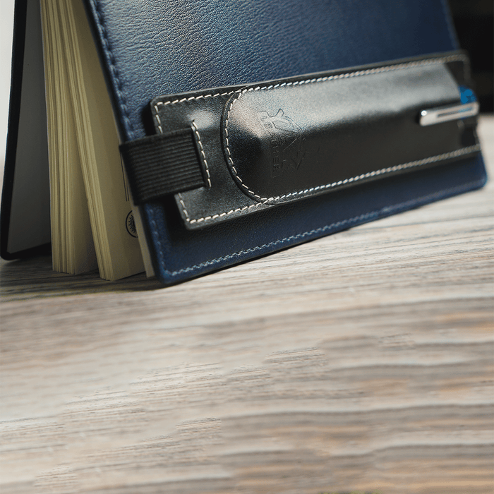 Yak Leather Elastic Pen Holder Single Pen Sleeve - Black - Pen Boutique Ltd