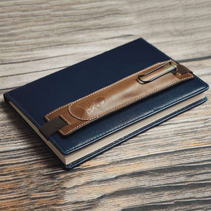 Yak Leather Elastic Pen Holder Single Pen Sleeve - Brown - Pen Boutique Ltd